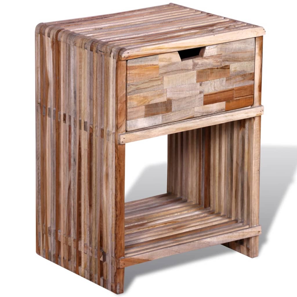 Mesita De Noche Con Cajón Madera De Teca Reciclada_0
