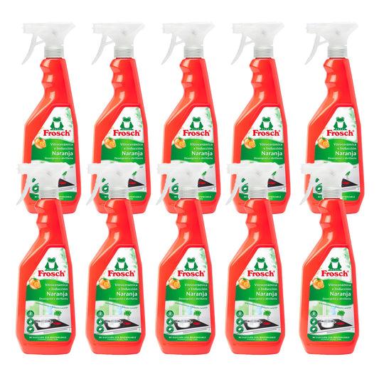 Pack 10x Limpia Vitro e Inducción Naranja eco Frosch 750 ml