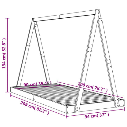 Vidaxl Estructura De Cama Para Niños Madera De Pino Negro 90x200 Cm_2