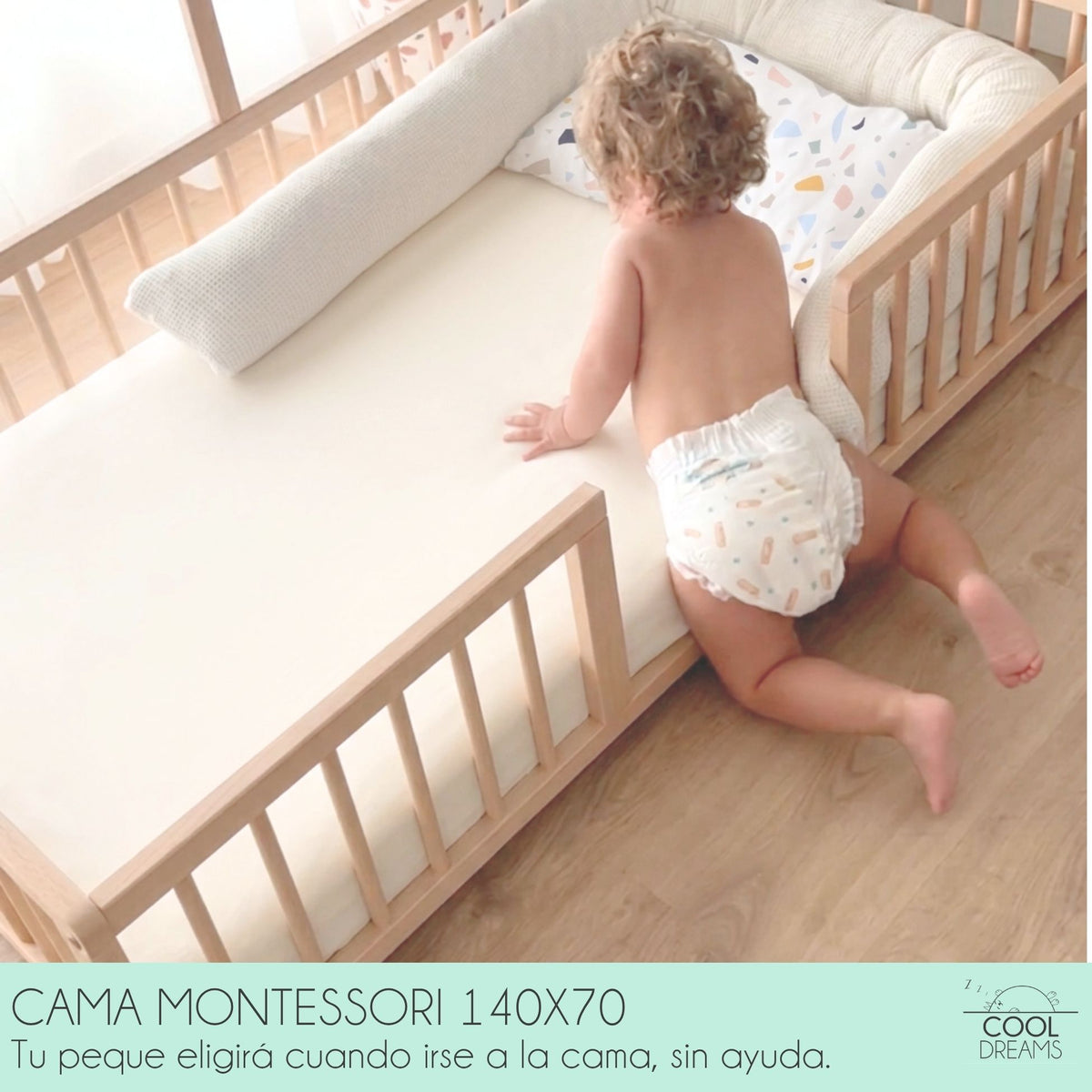 Cama Infantil Tipi Apache 140x70cm Para Niños A Partir De Los 2 Años. Cama Montessori De Madera De Haya Y Color Natural_2