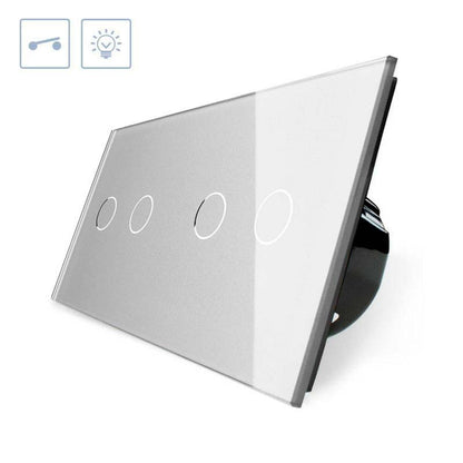 Interruptor Táctil, 4 Botones, Frontal Gris_0