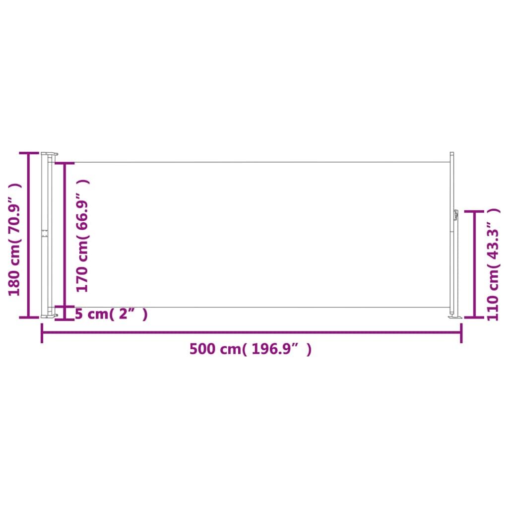 Vidaxl Toldo Lateral Retráctil De Jardín Rojo 180x500 Cm_2