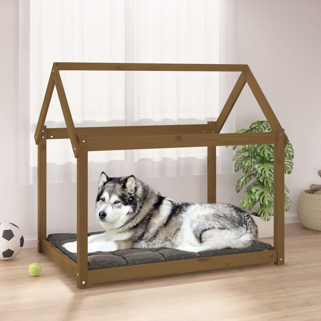 Vidaxl Cama Para Perros Madera Maciza Pino Marrón Miel 111x80x100 Cm_1