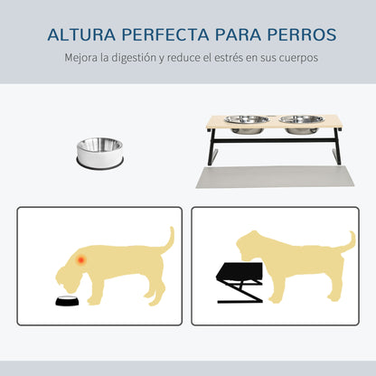 Pawhut Comedero Elevado Para Perros Con 2 Tazones De Acero Inoxidable 1100 Ml_3