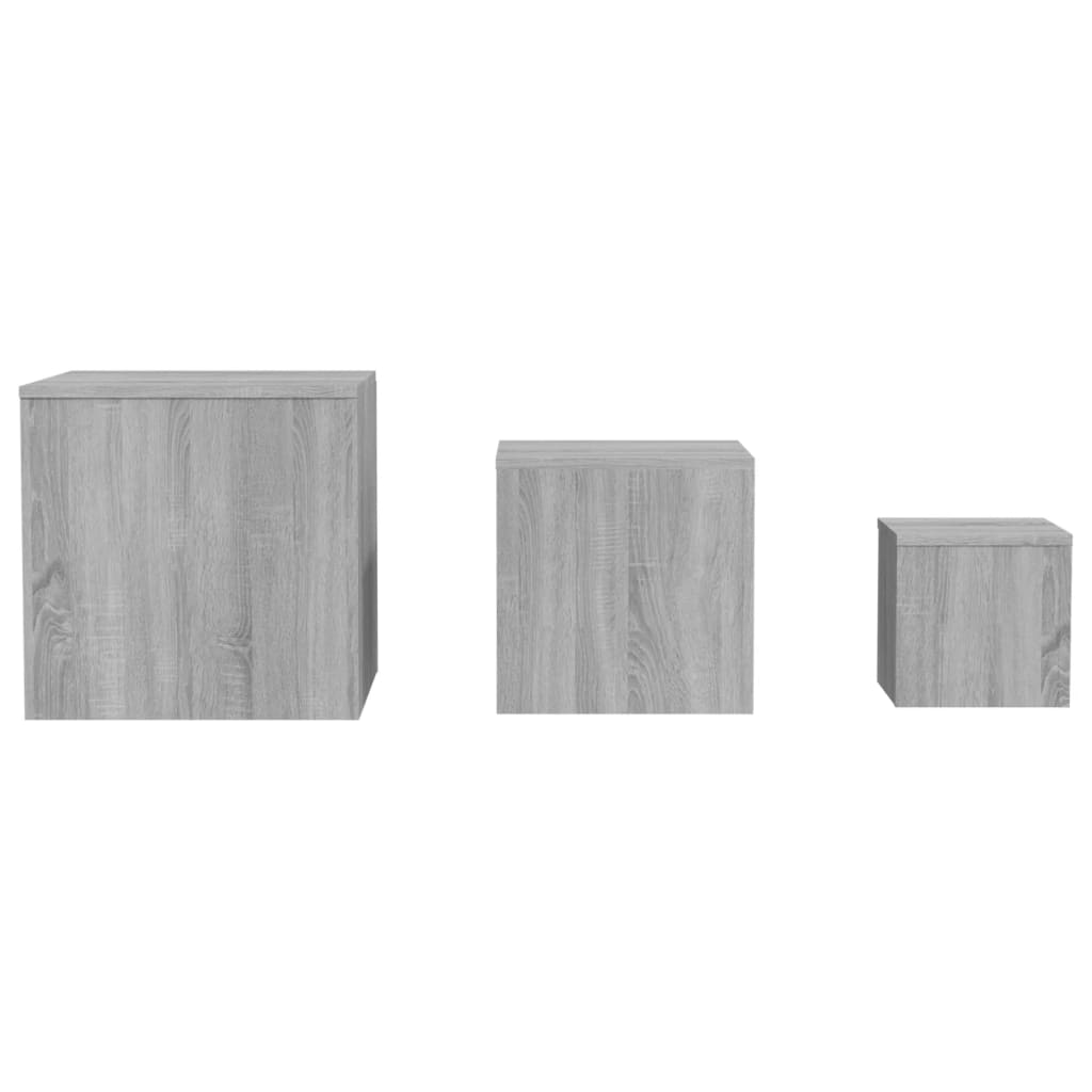 Mesitas Auxiliares 3 Piezas Madera Contrachapada Gris Sonoma_2