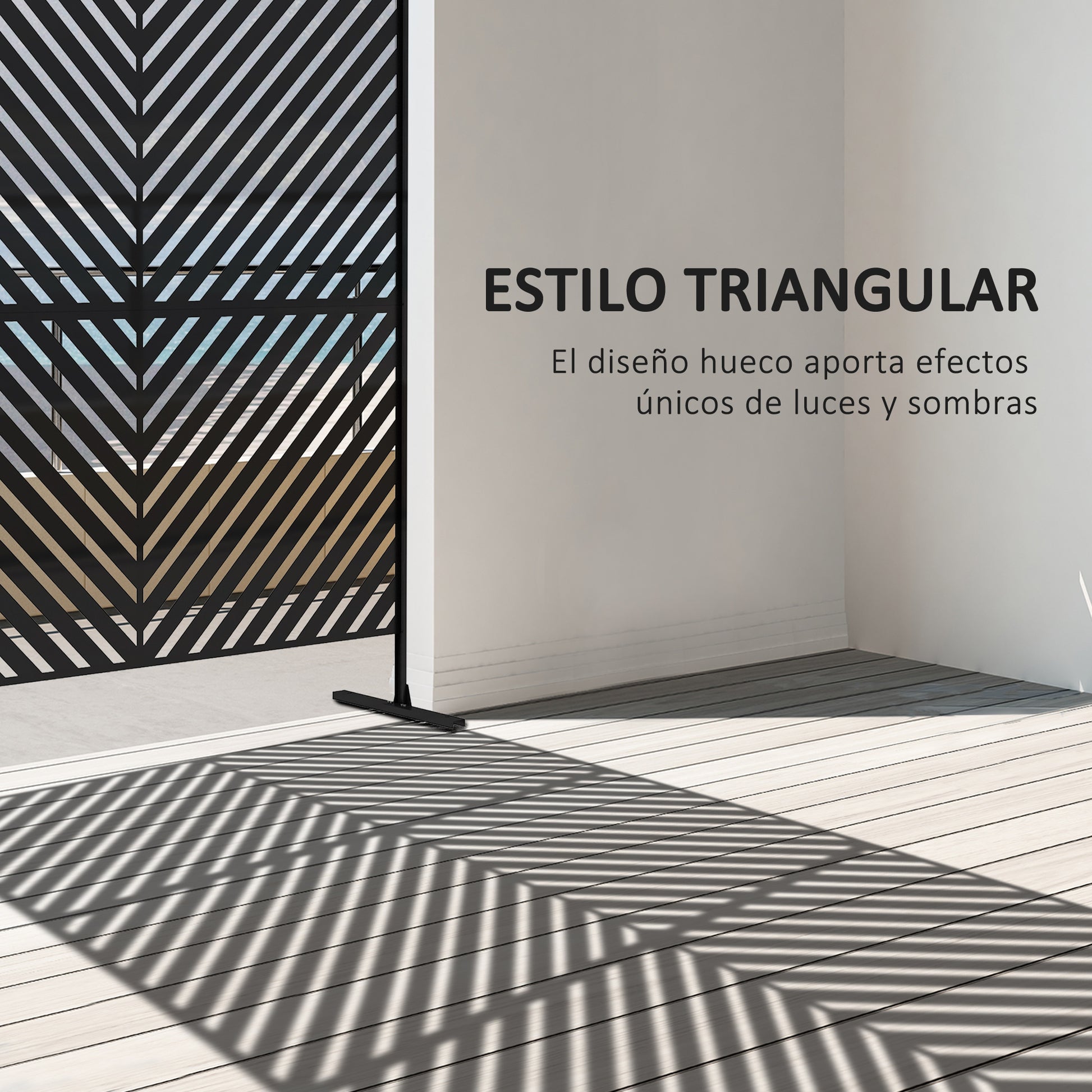 Outsunny Biombo Exterior Con Patrón De Triángulo Invertido 122x45x198 Cm Blanco_3