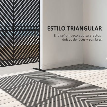 Outsunny Biombo Exterior Con Patrón De Triángulo Invertido 122x45x198 Cm Blanco_3