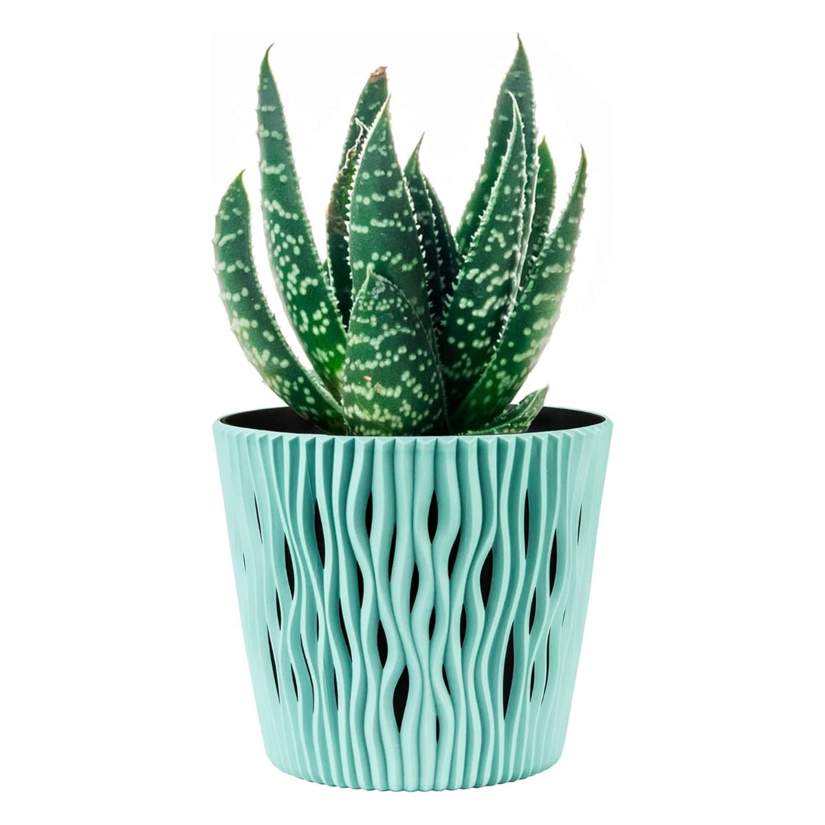 Maceta Duna con inserto turquesa D 16 x 14