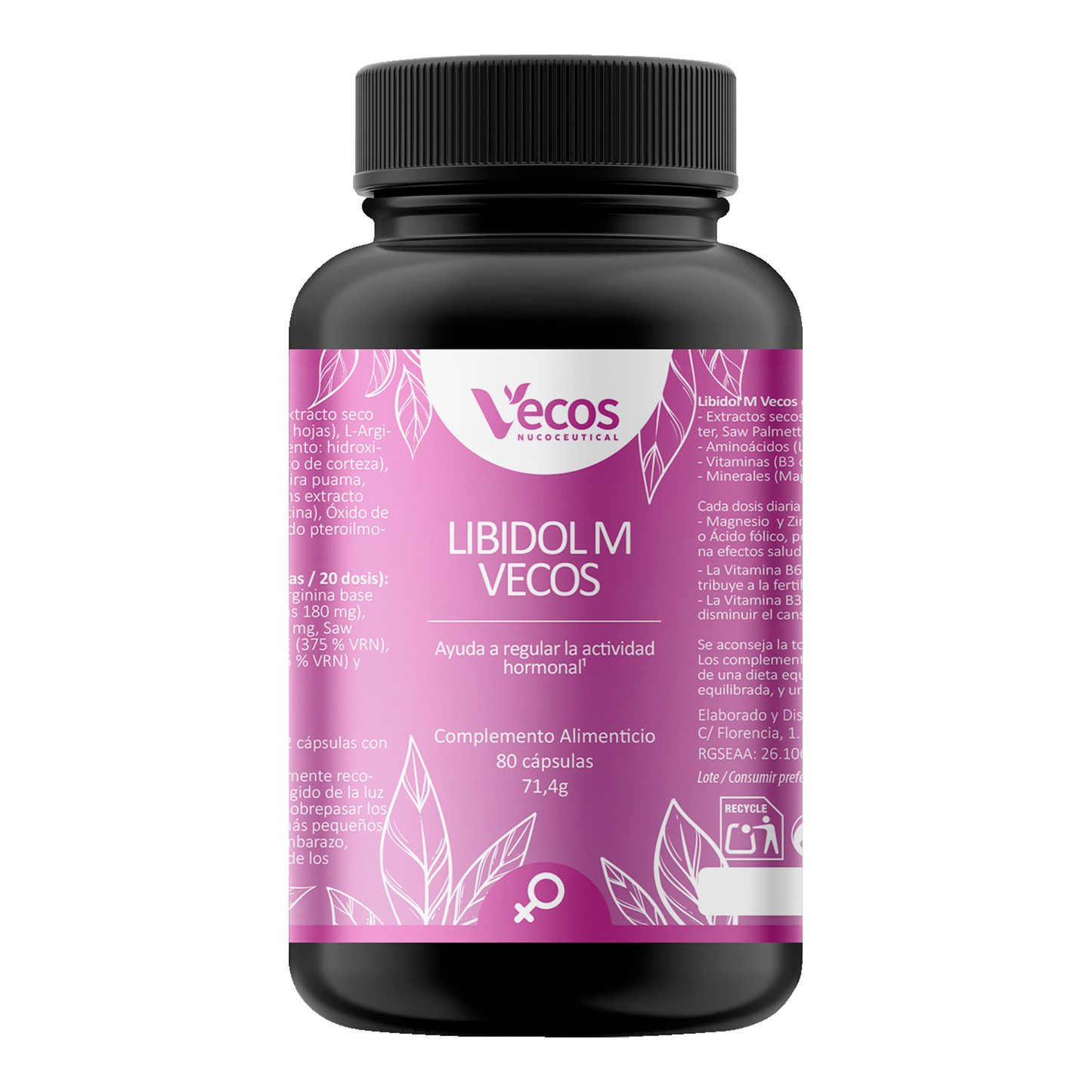 Libidol M VECOS (80 cápsulas) | Vitalidad femenina, equilibrio hormonal y fertilidad | Zinc, Maca, Vit B6 y L-Arginina_0