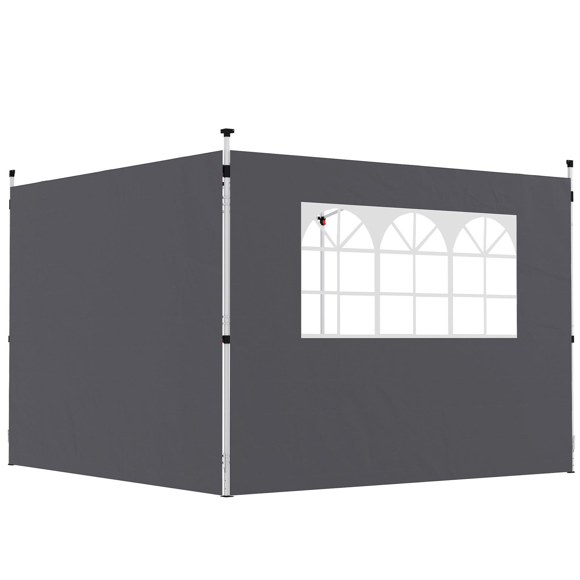 Outsunny Paredes Laterales Para Carpa De 2 Paneles 300x200 Cm Con Ventana Gris_0