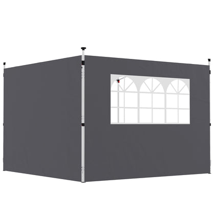 Outsunny Paredes Laterales Para Carpa De 2 Paneles 300x200 Cm Con Ventana Gris_0