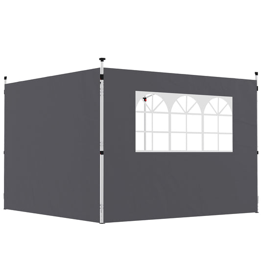 Outsunny Paredes Laterales Para Carpa De 2 Paneles 300x200 Cm Con Ventana Gris_0