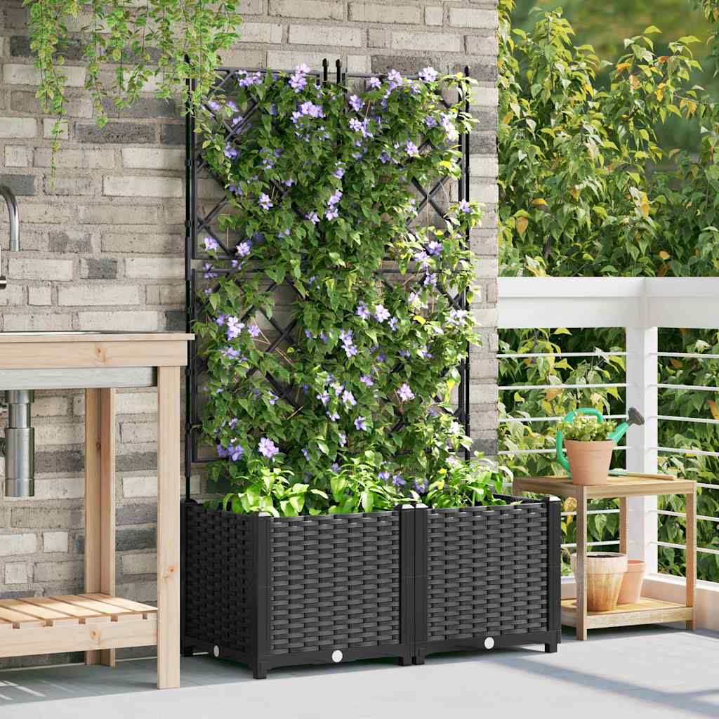 Macetero De Jardín 2 Uds. Negro 80 X 40 X 143 Cm Pp_2