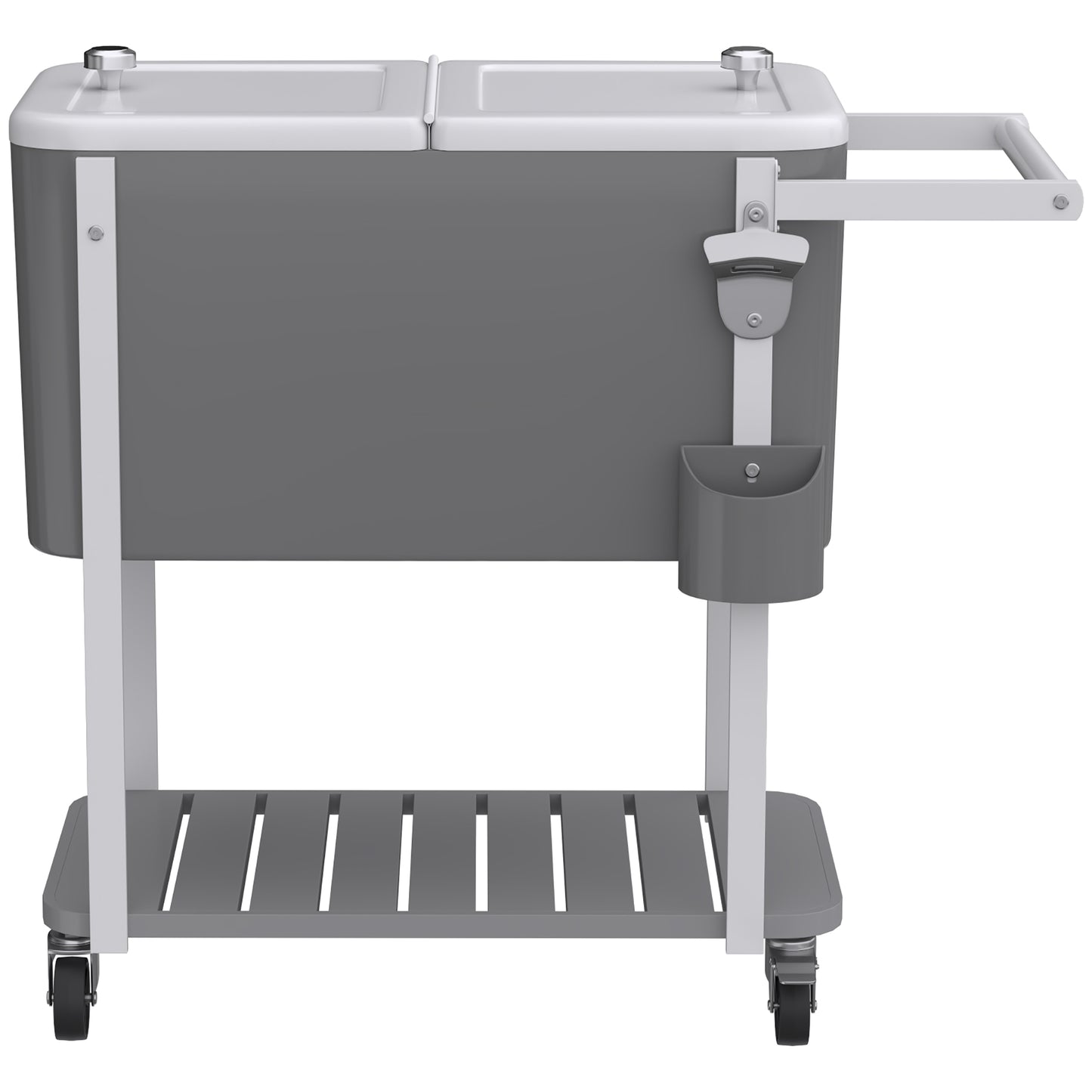 Outsunny Carrito Nevera De 56l Con Ruedas Estante Abrebotellas Gris_3