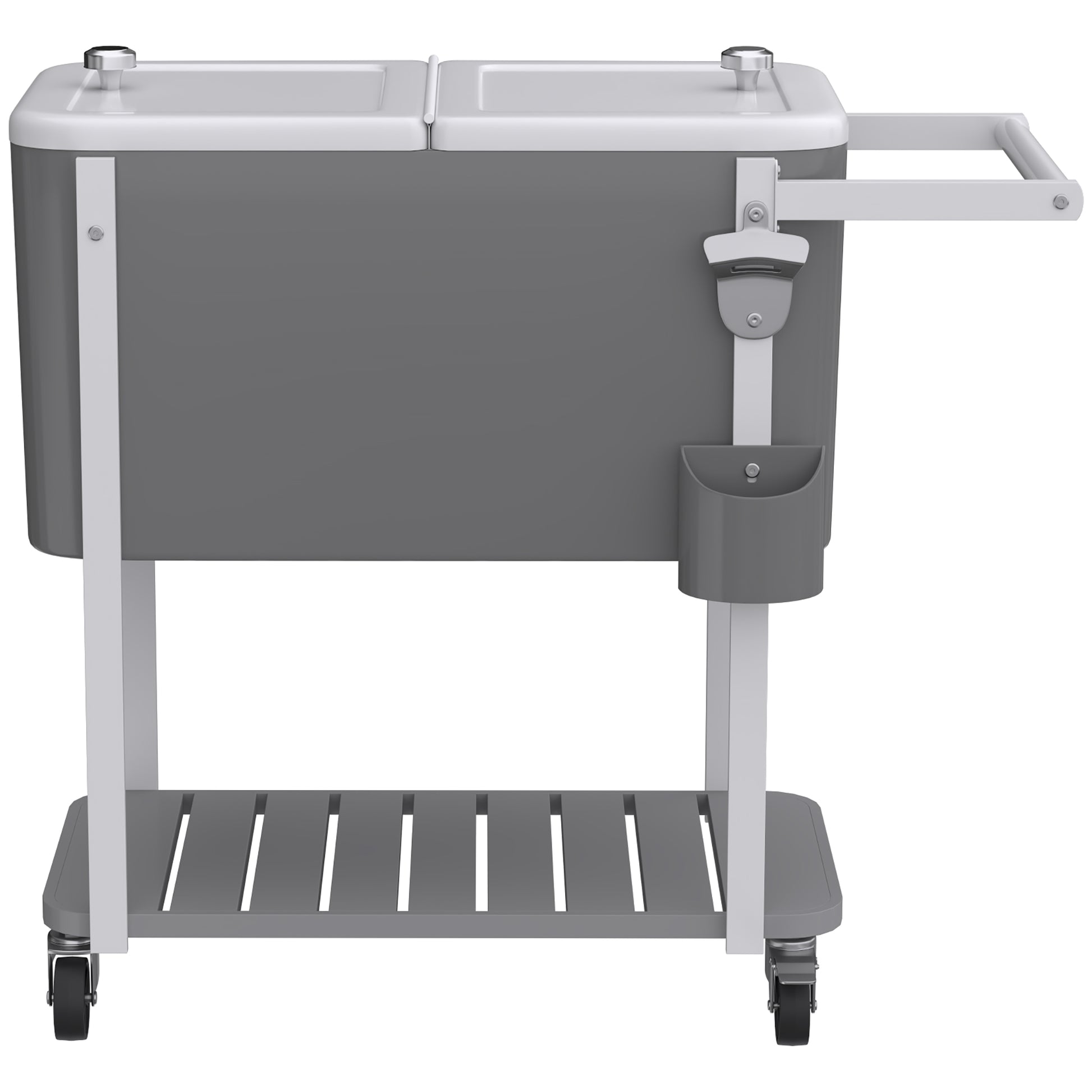 Outsunny Carrito Nevera De 56l Con Ruedas Estante Abrebotellas Gris_3