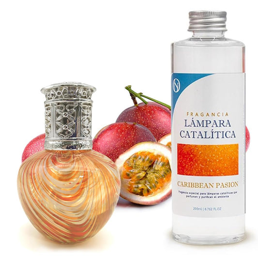 Lámpara Catalítica Orange Waves + Fragancia Caribbean Passion 500 Ml - Elimina Malos Olores, Impurezas Y Perfuma_0