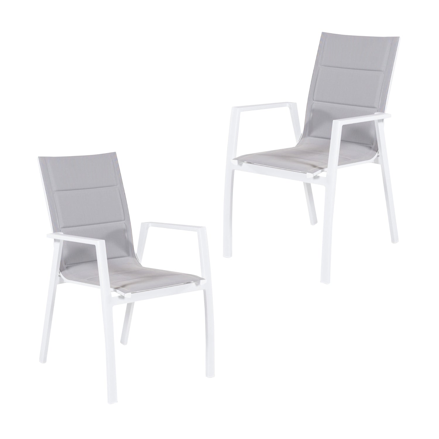 Pack 2 Sillones Para Terraza, Acolchados Y Apilables, Aluminio Y Textilene, Color Blanco, 57x69x94 Cm_0