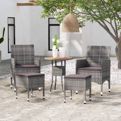 Vidaxl Juego De Muebles De Jardín De 5 Piezas Ratán Sintético Gris_1