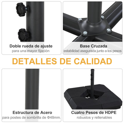 Outsunny Base Para Sombrilla Crucial De 4 Pesos Rellenables De Agua Arena_4