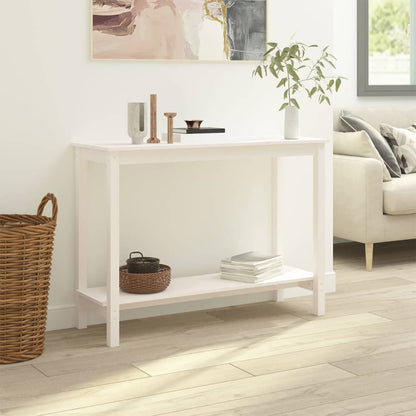 Mesa Consola De Madera Maciza De Pino Blanco 110x40x80 Cm_3