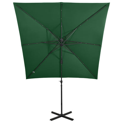 Vidaxl Sombrilla De Jardín Voladiza Con Palo Y Luces Led Verde 250 Cm_4