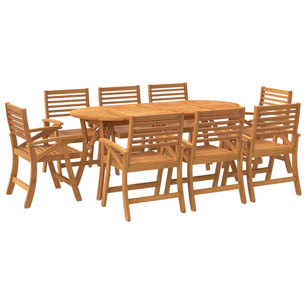 Vidaxl Juego De Comedor De Jardín 9 Piezas Madera Maciza De Acacia_0