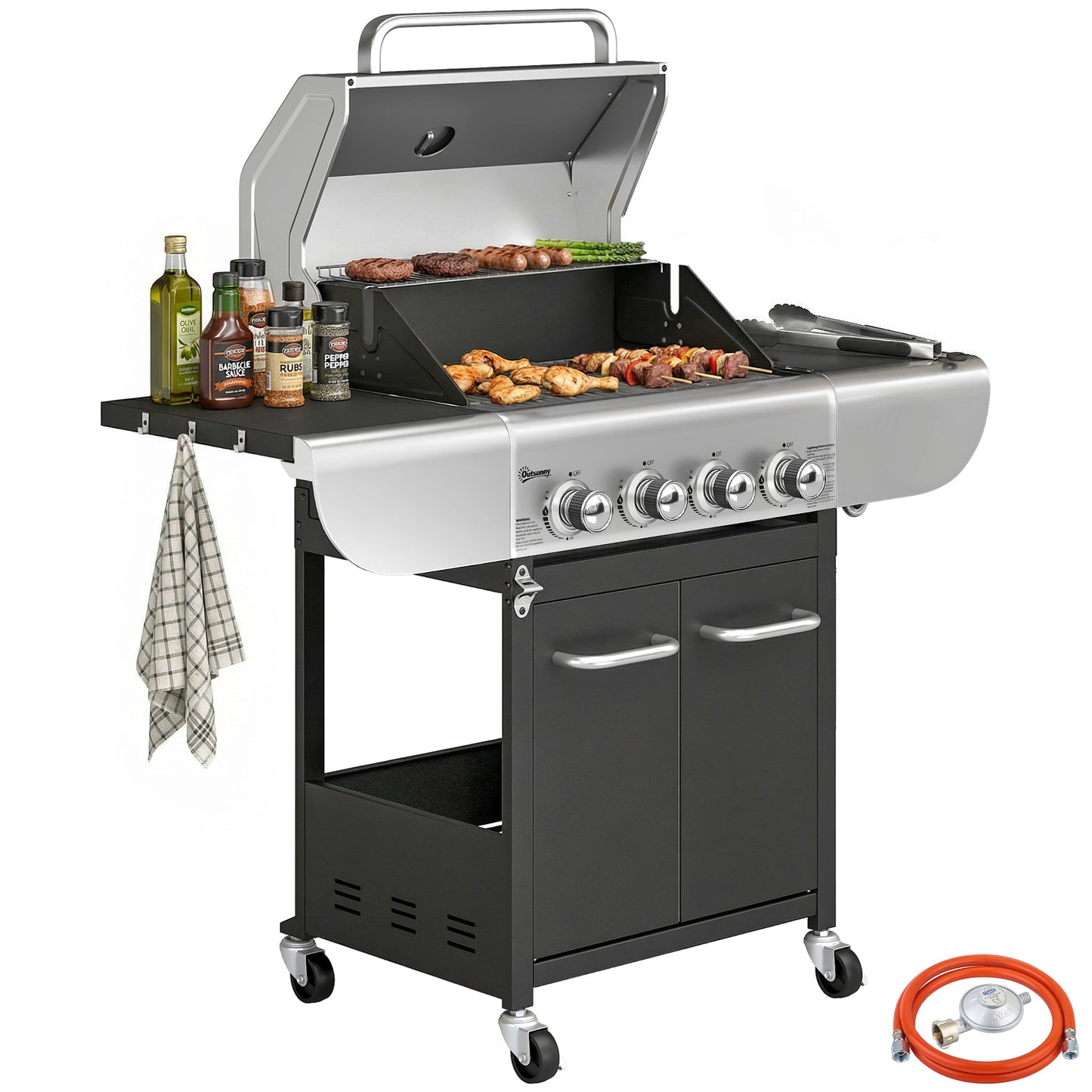 Outsunny Barbacoa De Gas Bbq Gas Con 4 Quemadores 12_0