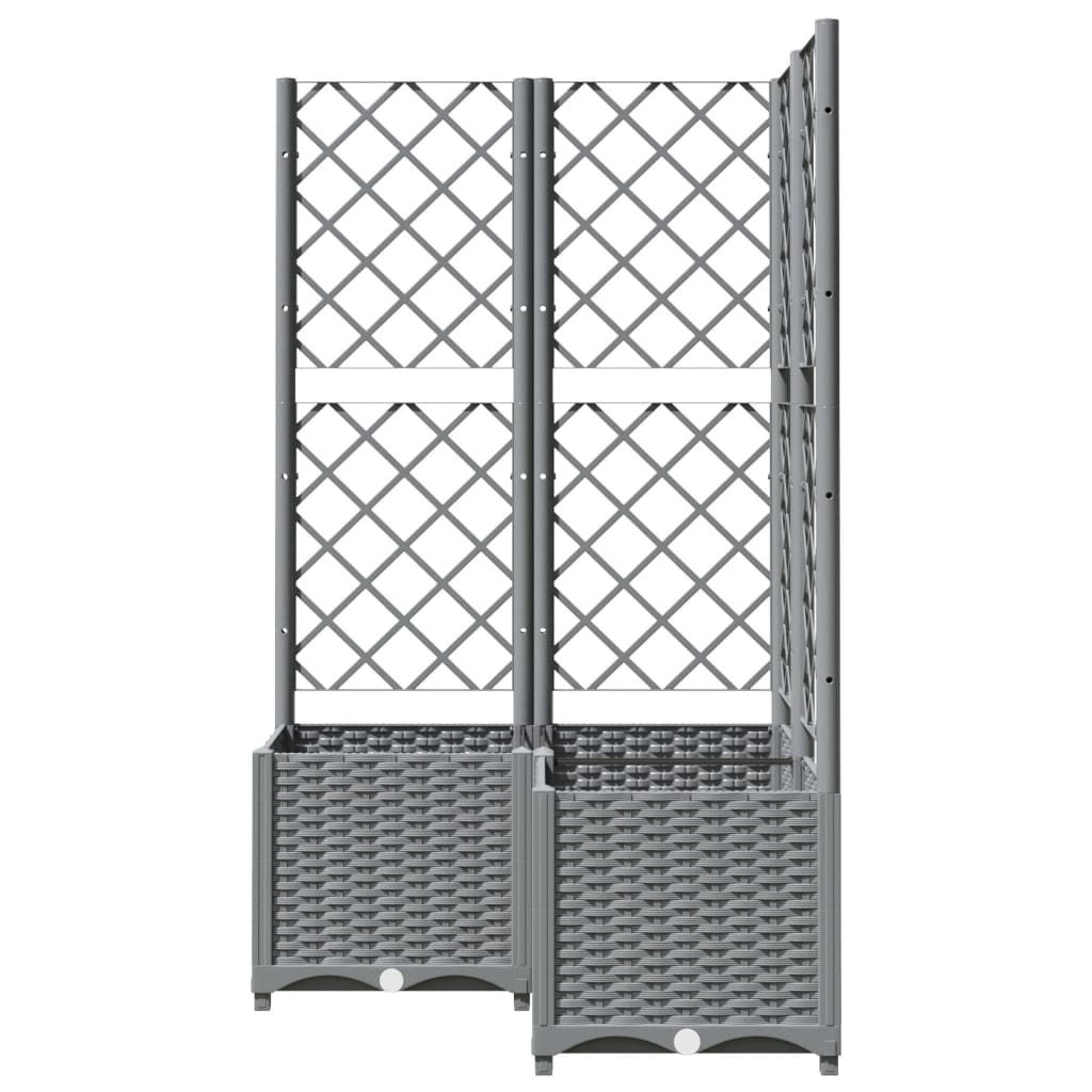 Jardinera Con Enrejado Pp Gris Claro 80x80x136 Cm_2