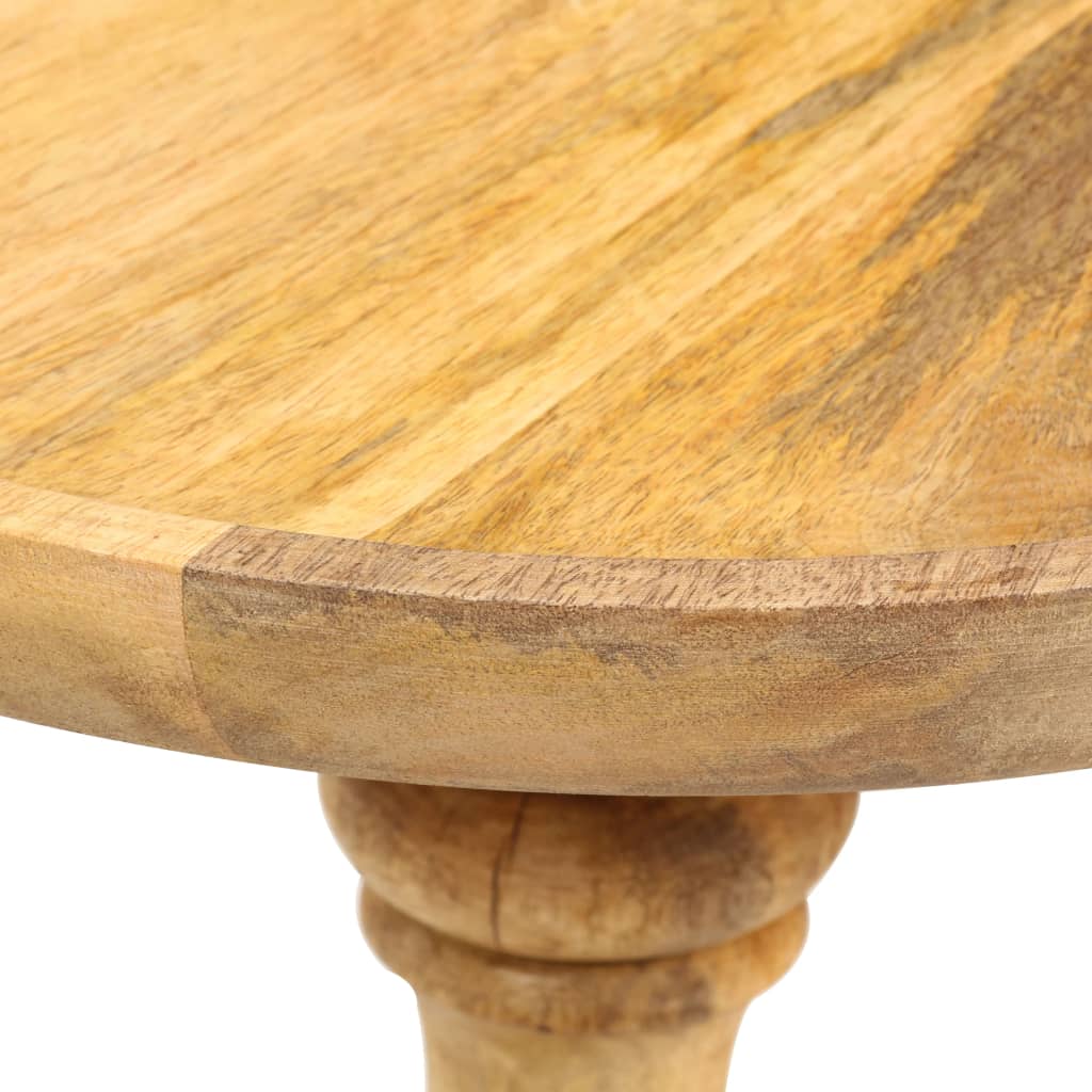 Mesa Auxiliar Redonda Madera Maciza De Mango 43x43x66 Cm_4