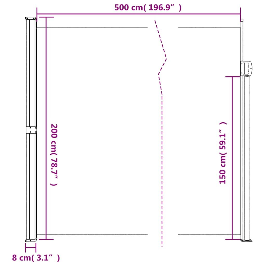 Vidaxl Toldo Lateral Retráctil Gris Antracita 200x500 Cm_2