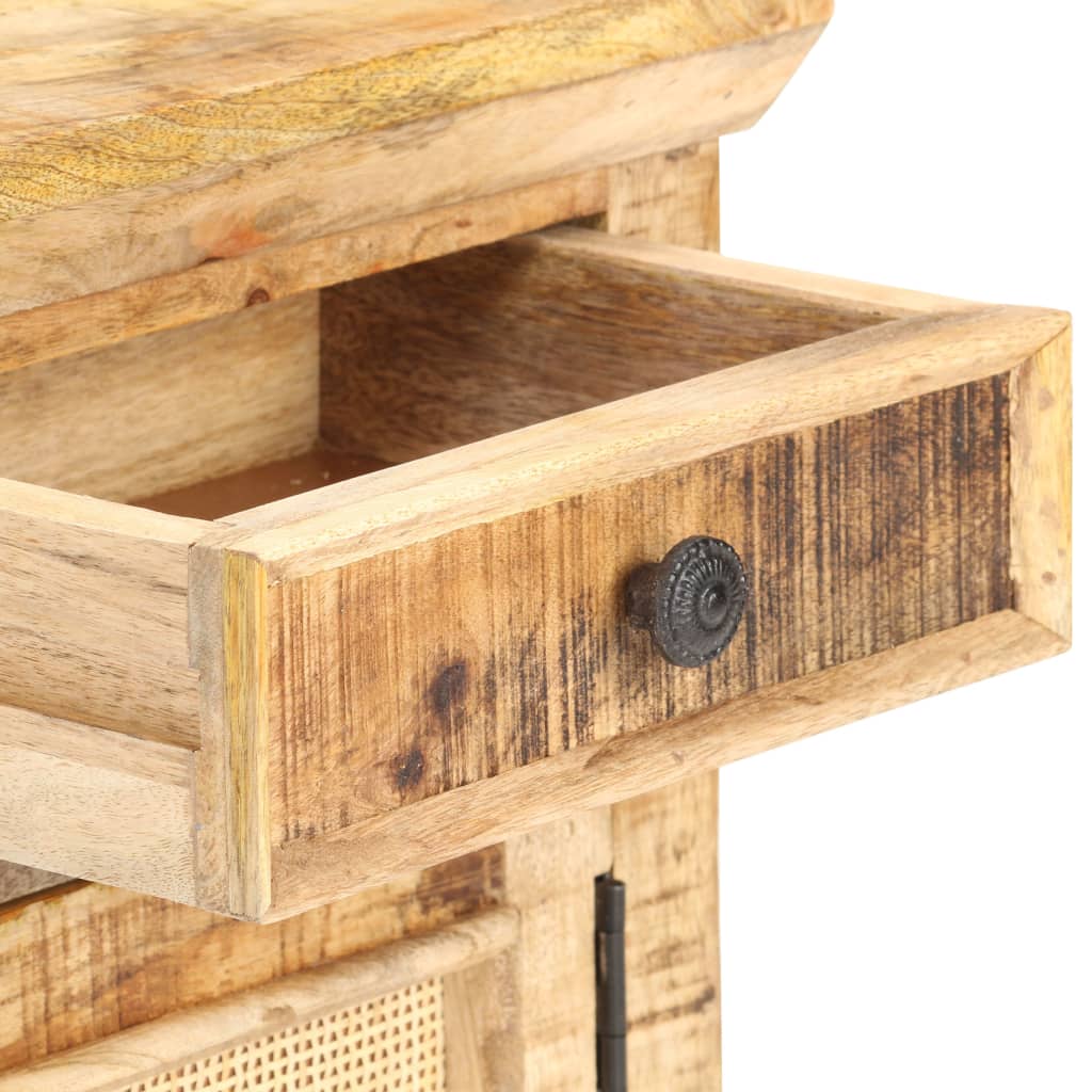 Mesita De Noche Madera Maciza Mango Y Caña Natural 40x30x50 Cm_4