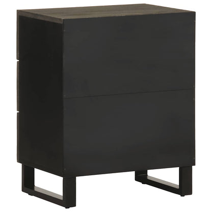 Mesilla De Noche Negra 50x33x62 Cm Madera Maciza Mango_3