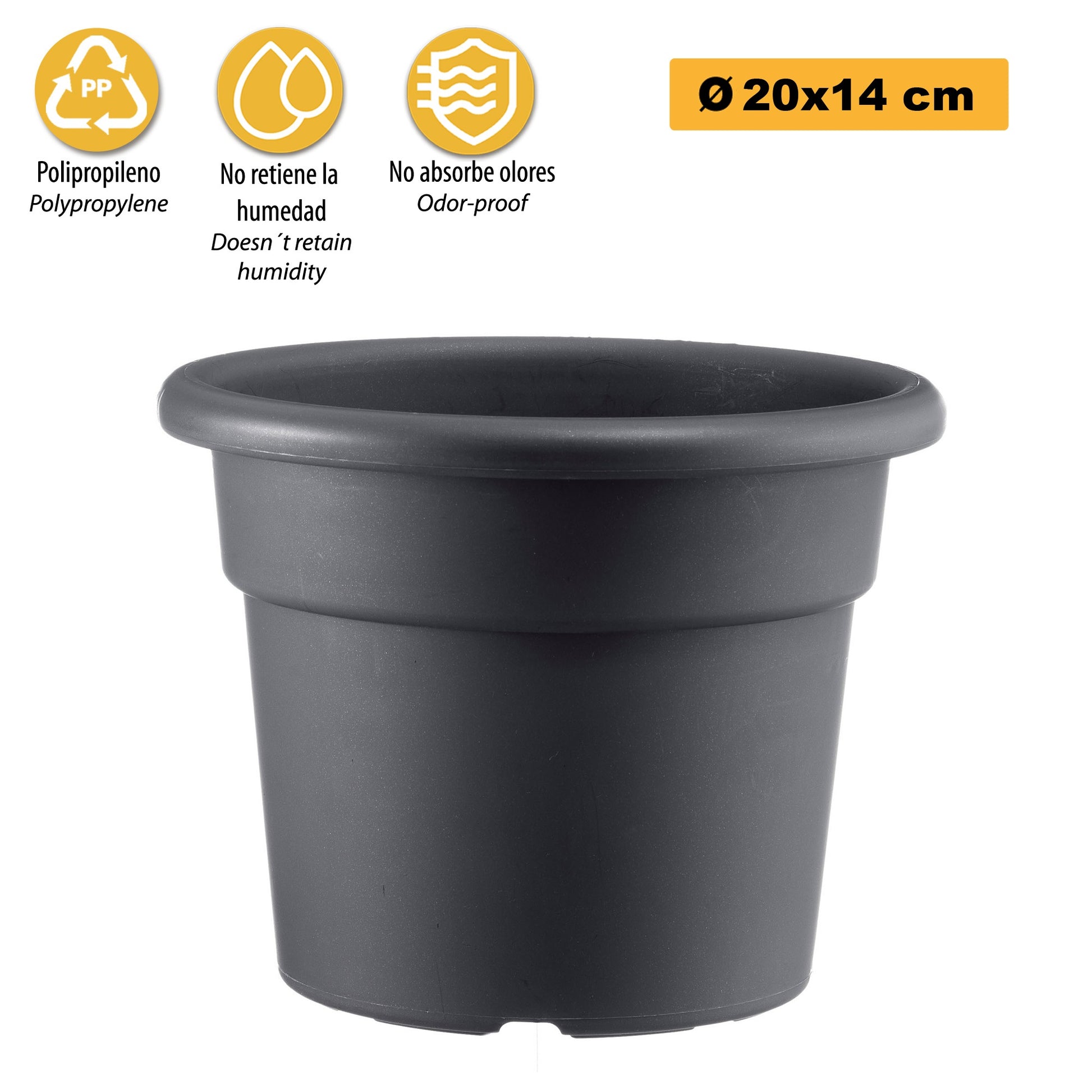 Maceta Cilíndrica Ø 20 Cm Antracita_2