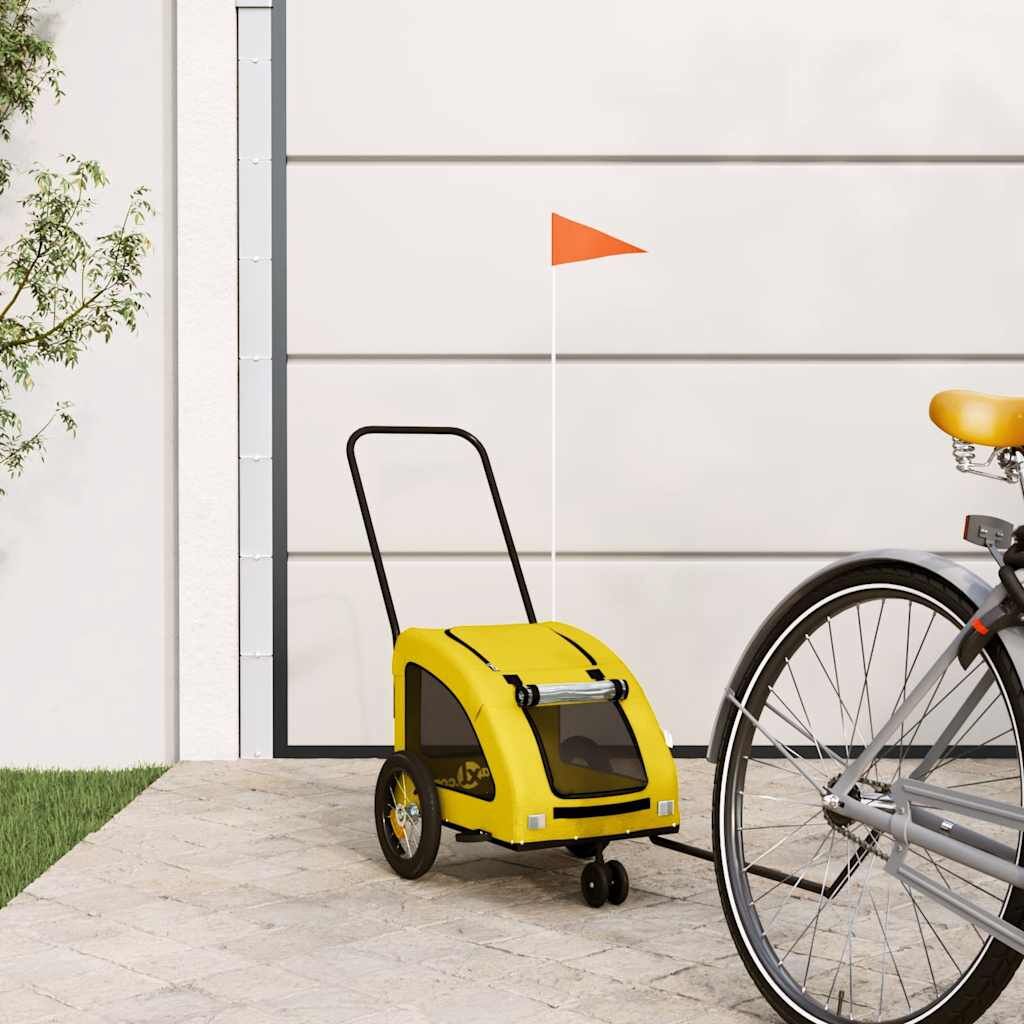 Vidaxl Remolque De Bicicleta Mascotas Hierro Tela Oxford Amarillo_1