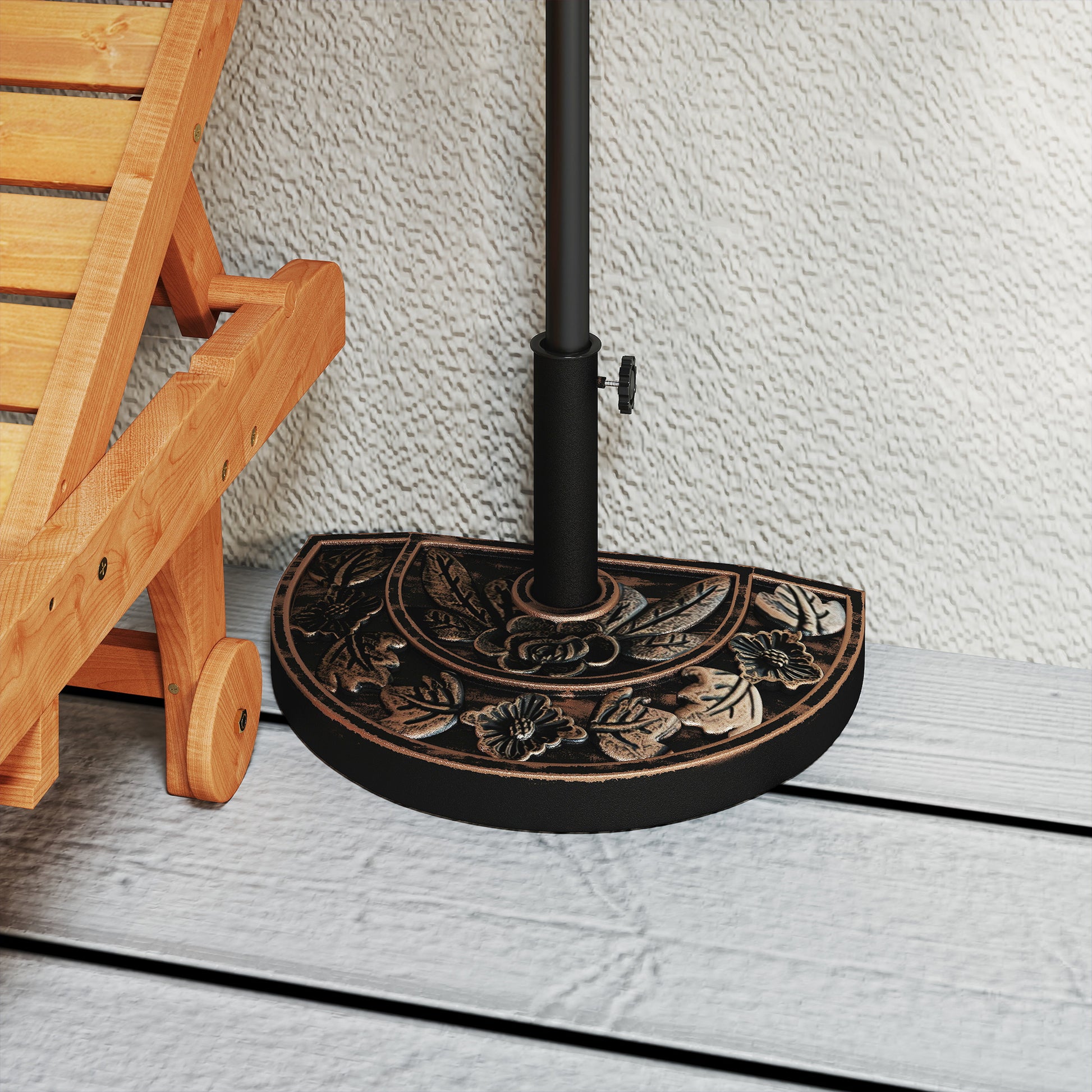 Outsunny Base De Sombrilla Peso 9 Kg En Forma De Semicírculo 50x31x32 Cm Bronce_3