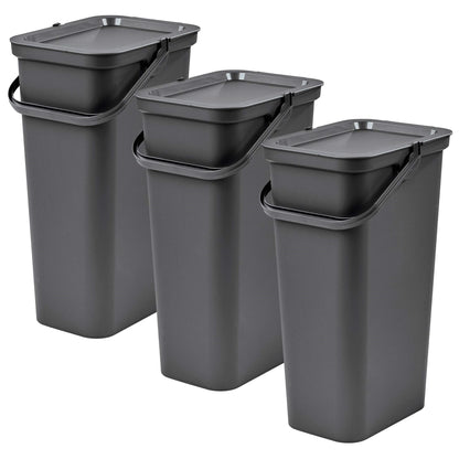 Set De 3 Papeleras moda 40l Grafito Con Asa