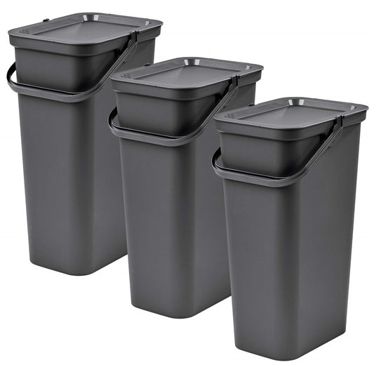Set De 3 Papeleras moda 40l Grafito Con Asa