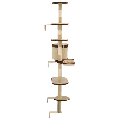 Vidaxl Rascador De Gato De Pared Postes De Sisal 194 Cm Beige Y Marrón_4