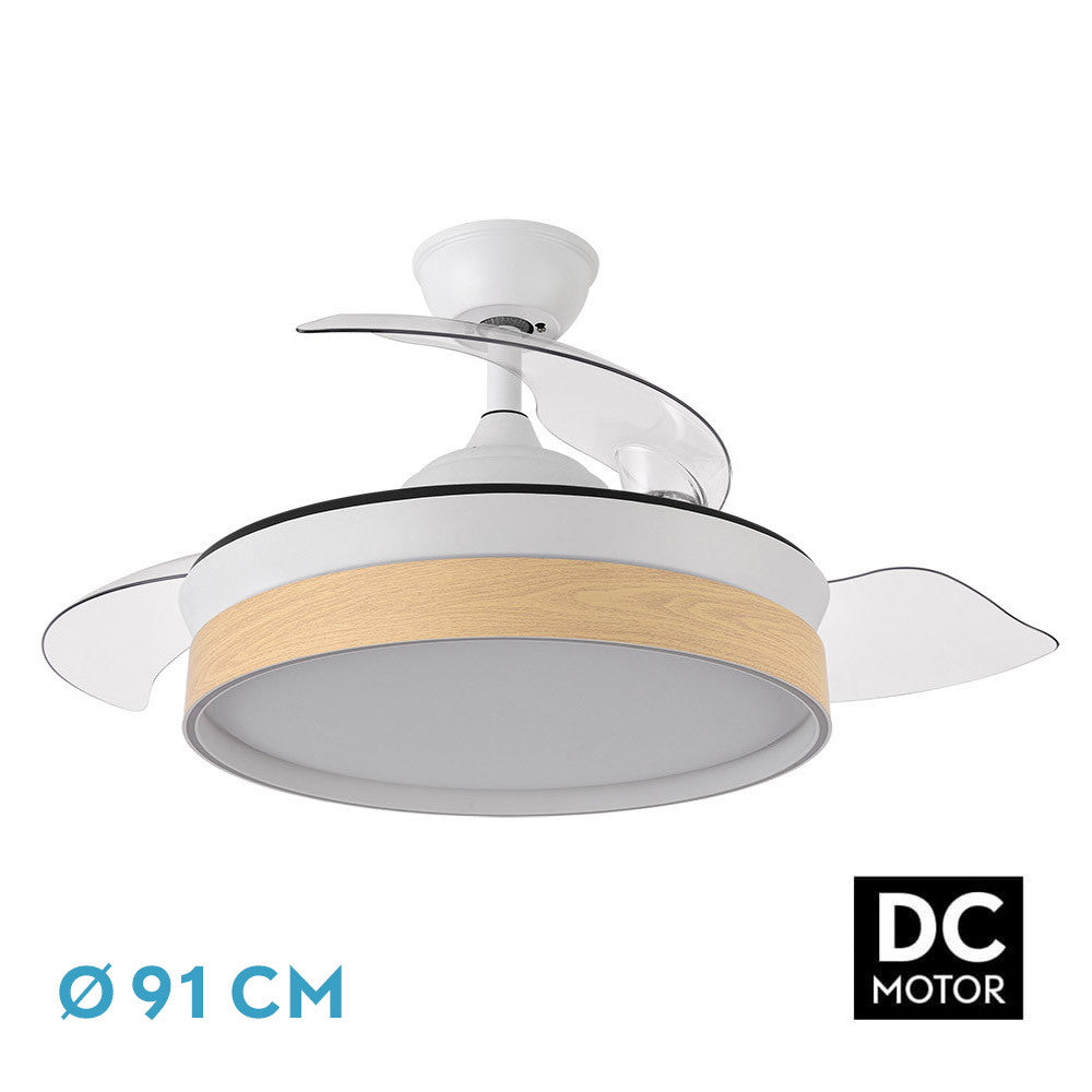 Ventilador Dc Iglu Blanc/hay 72w 6120lm 91d 3asp.desplegables 3000-4000-6000k Remoto, Temporizador, Memoria_0
