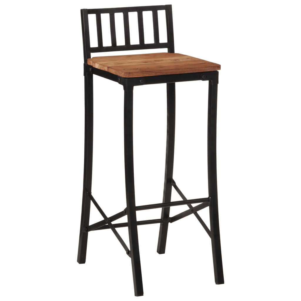 Taburetes Altos 2 Uds Madera Maciza De Acacia_0