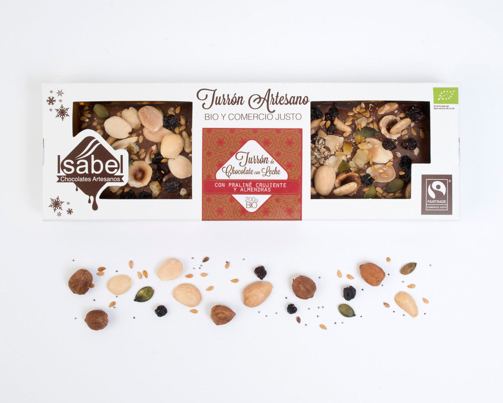 Turrón Artesano Bio – Praliné Crujiente Y Frutos Secos, 200 G._0