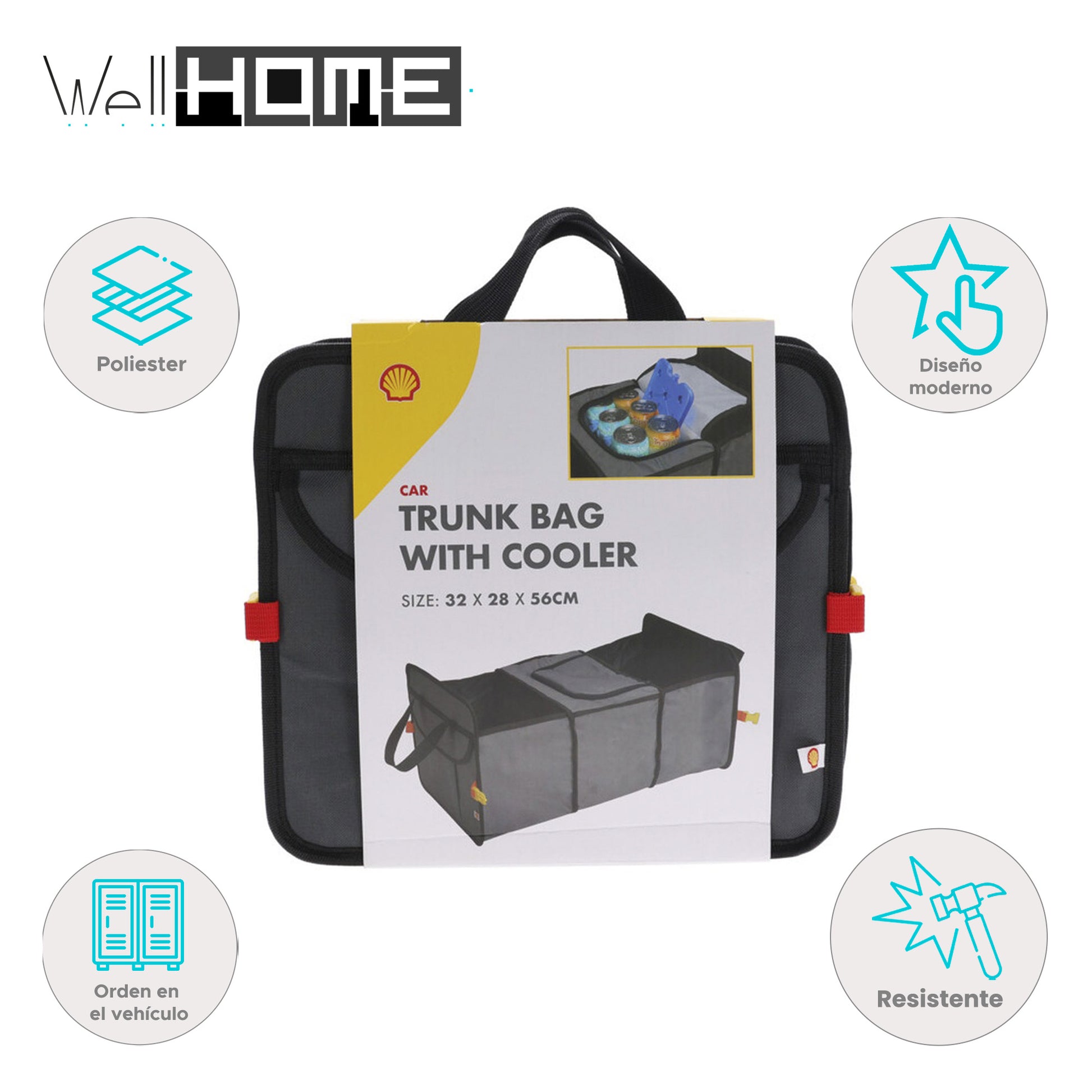 Well Home Bolsa De Almacenamiento Para Coche Con Nevera Con Diseño Exclusivo En Colores De Shell_1