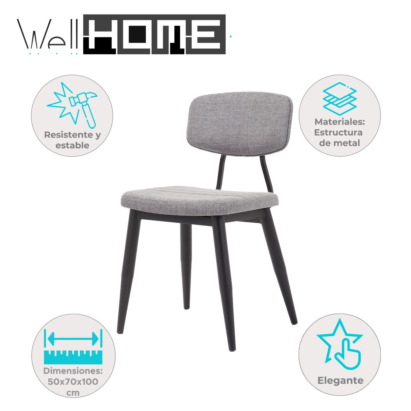 Silla Dart Gris - Diseño Ergonómico Para Oficinas Y Salones 50x70x100cm - Well Home_1