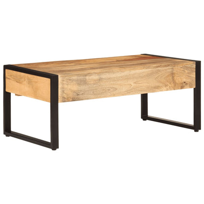 Mesa De Centro Hierro Y Madera Maciza De Mango 100x54x40 Cm_3