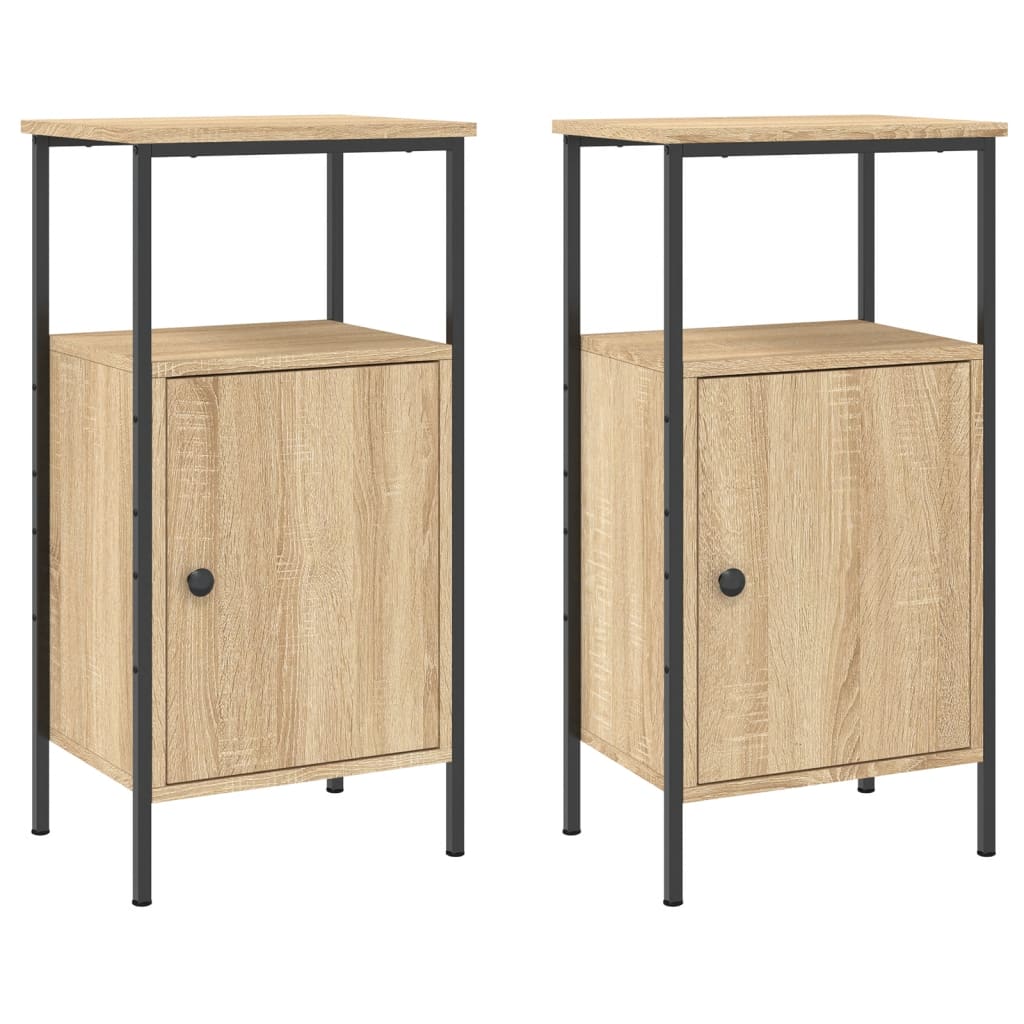 Mesitas Noche 2 Uds Madera Ingeniería Roble Sonoma 41x31x80 Cm_0
