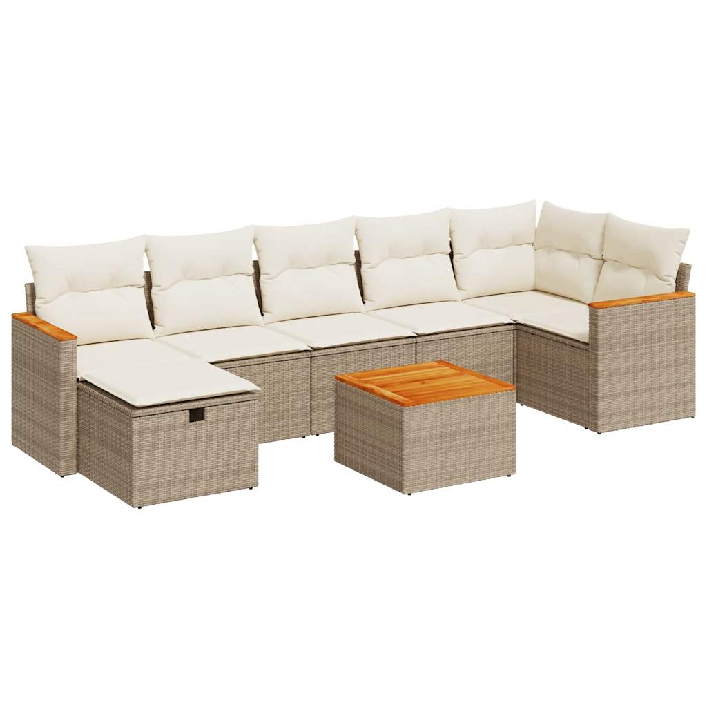 Set De Sofás De Jardín Y Cojines 8 Piezas Ratán Sintético Beige / Vetonek_4