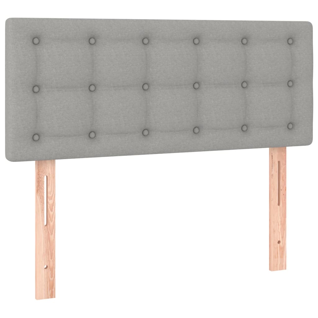 Cama Box Spring Con Colchón Tela Y Led Gris Claro 100x200 Cm / Vetonek_2
