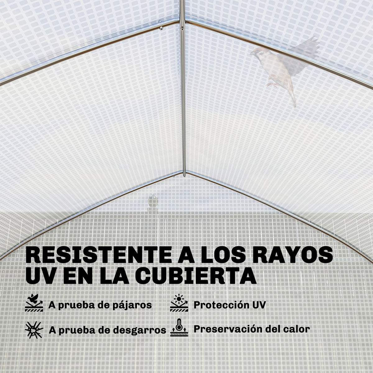 Invernadero De Túnel Outsunny Pe, Acero Galvanizado Blanco 595x300x200 Cm_4