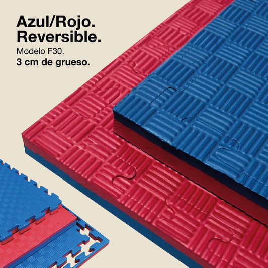 Tatami Puzzle 2cm 100x100cm – Superficie 5 Líneas Rojo/azul Jowy_0
