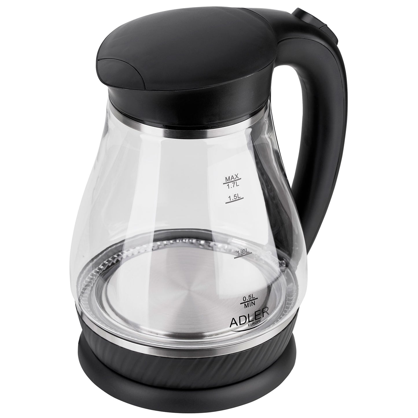 Hervidor Agua Eléctrico 1,7 Litros Jarra Cristal Inalámbrica Retroiluminada, Apagado Automático Adler Ad1274b, 2200w